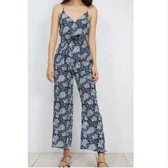 Apiece Apart Ostrea Blue Floral Block Print Sleeveless Jumpsuit - 0 - Picture 3 of 11